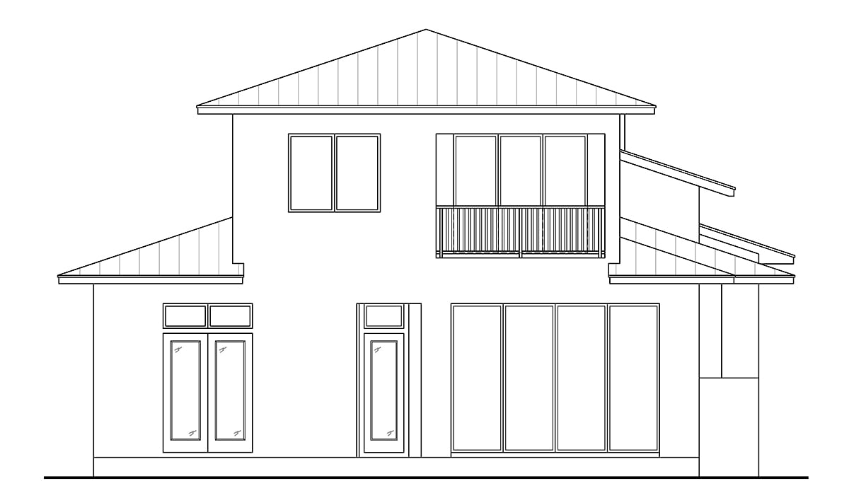 Coastal Contemporary Florida Rear Elevation of Plan 77511