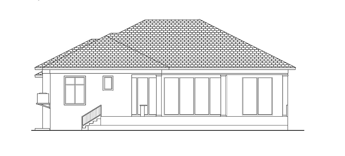 Coastal Contemporary Rear Elevation of Plan 77518