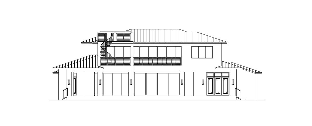 Coastal Contemporary European Florida Rear Elevation of Plan 77519