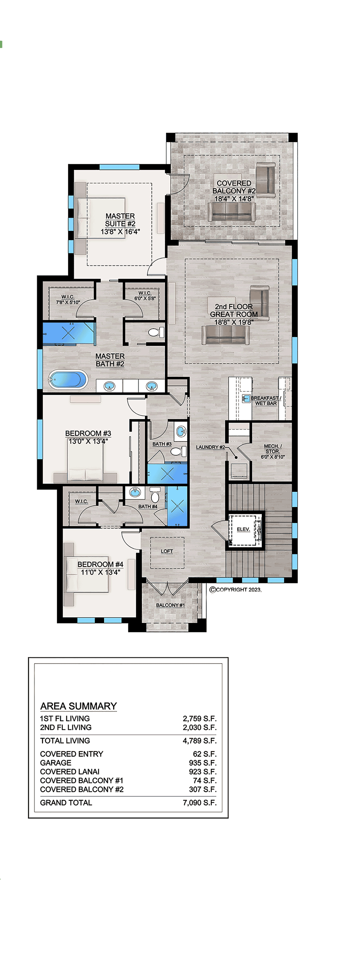 Coastal Contemporary Florida Level Two of Plan 77523