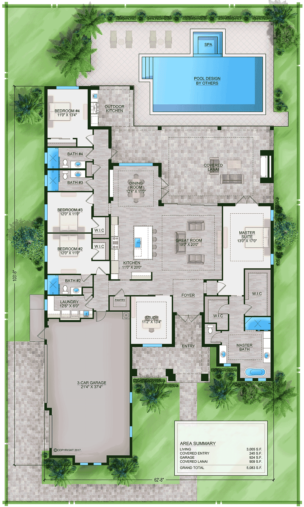 Coastal Contemporary Florida Level One of Plan 77530