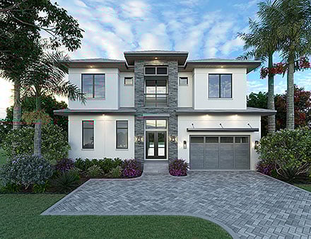 Coastal Contemporary Florida Elevation of Plan 77545