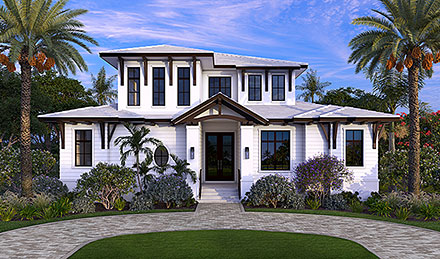 Coastal Contemporary Florida Elevation of Plan 77549