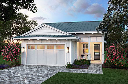 Coastal Contemporary Cottage Farmhouse Elevation of Plan 77551