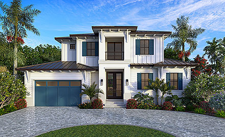 Coastal Contemporary Florida Elevation of Plan 77552