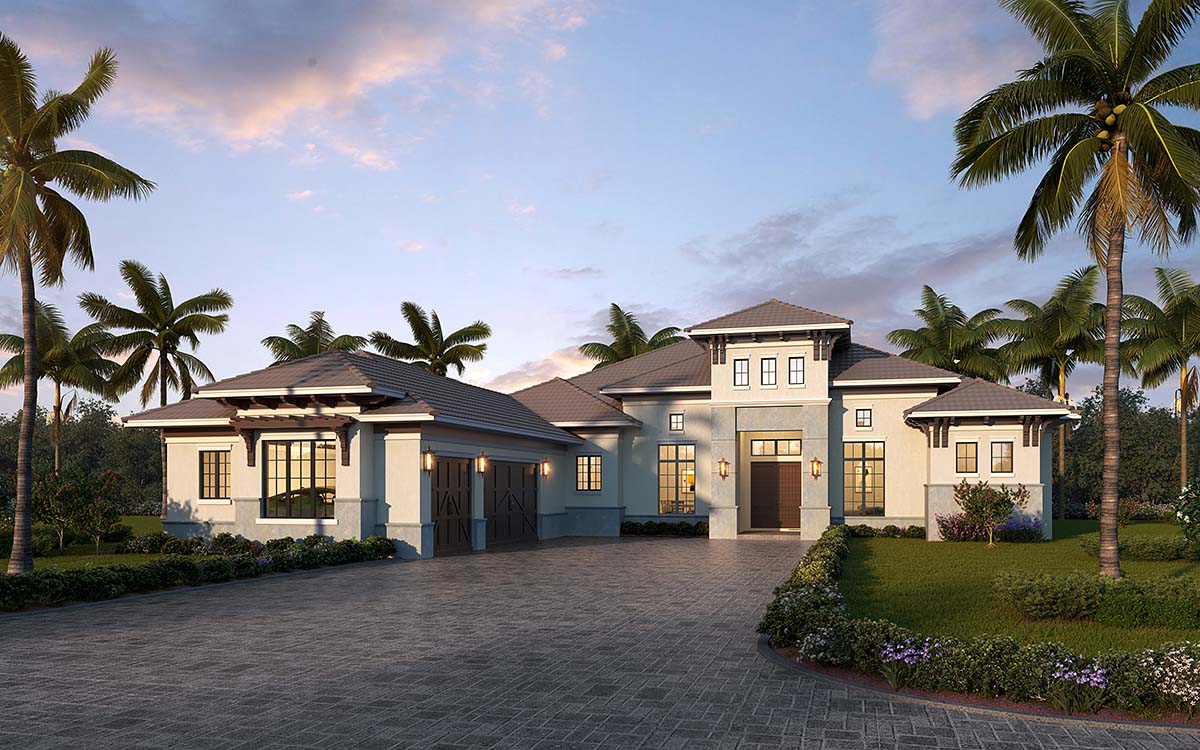 Plan 77609 | Modern House with 4 Bed, 5 Bath, 3 Car