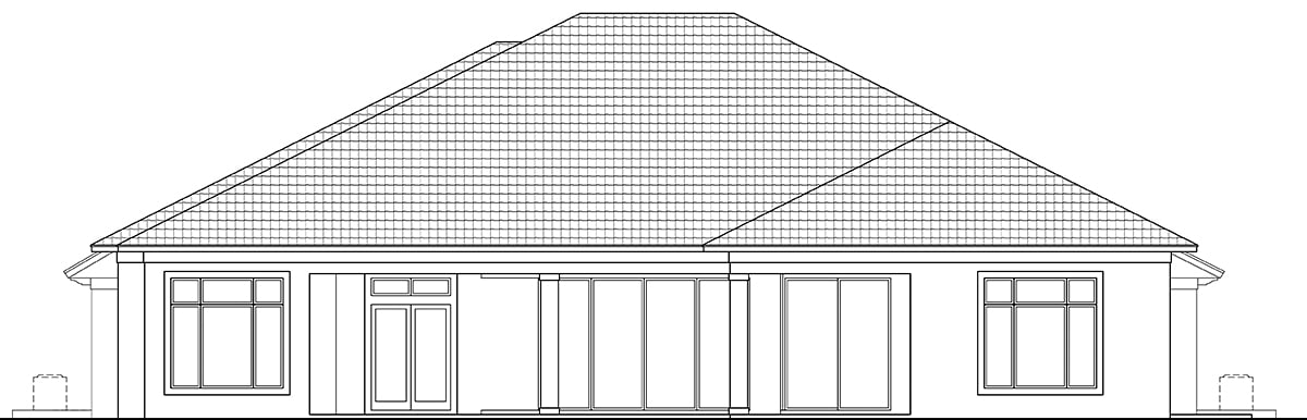 Coastal Florida Rear Elevation of Plan 77617