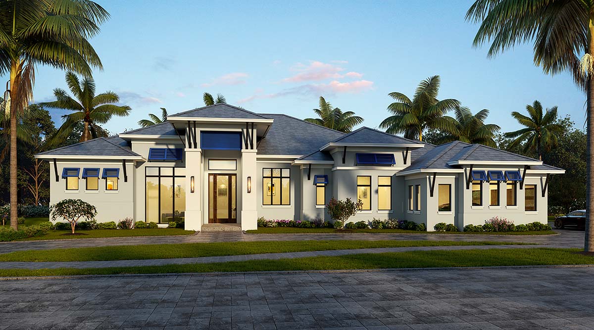 Modern Plan with 4530 Sq. Ft., 4 Bedrooms, 5 Bathrooms, 4 Car Garage Elevation