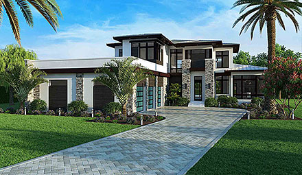 Florida Modern Elevation of Plan 78124