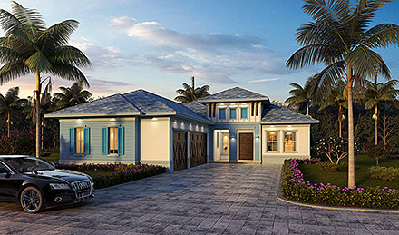 Coastal Contemporary Florida Elevation of Plan 78156