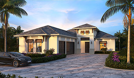 Coastal Contemporary Florida Elevation of Plan 78159