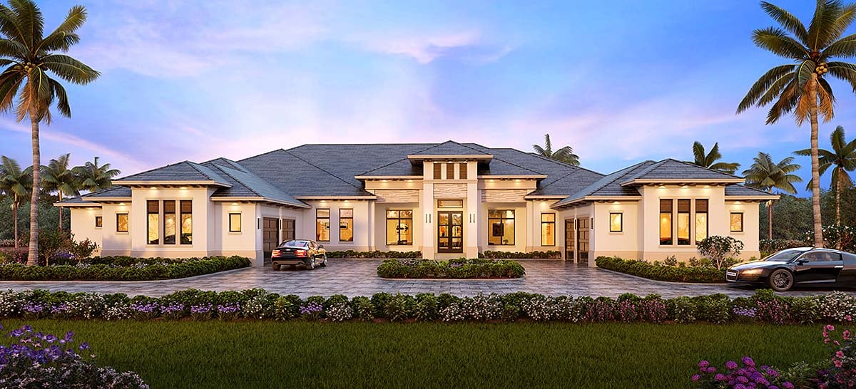 Contemporary, Modern Plan with 6240 Sq. Ft., 5 Bedrooms, 7 Bathrooms, 4 Car Garage Elevation