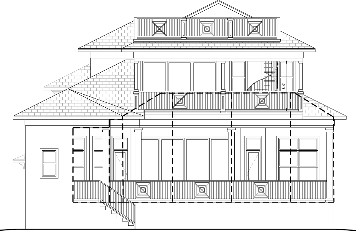 Mediterranean Rear Elevation of Plan 78163