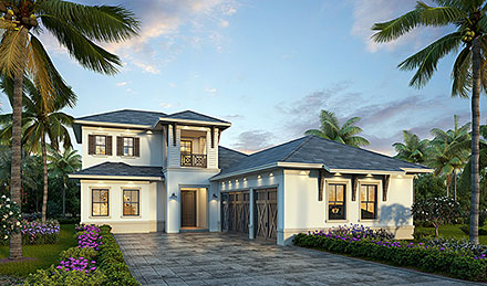 Coastal Florida Mediterranean Modern Elevation of Plan 78176