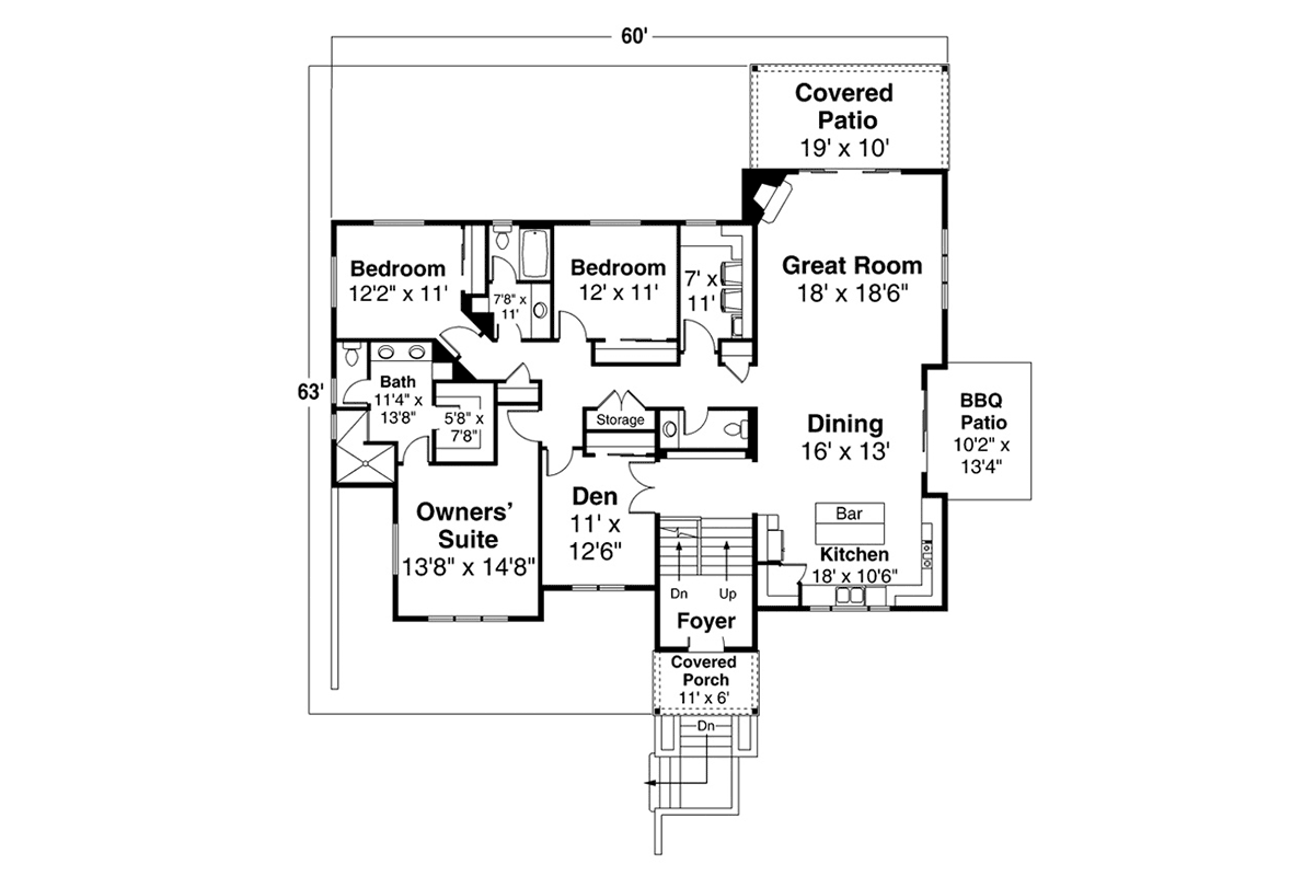 Contemporary Modern Prairie Style Level One of Plan 78400