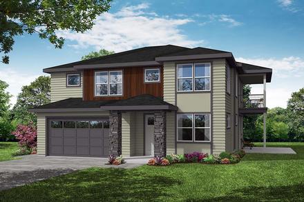 Contemporary Craftsman Prairie Style Elevation of Plan 78402