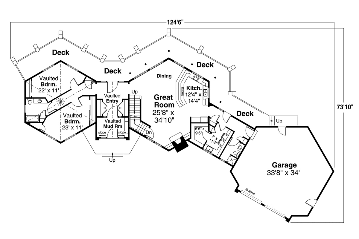 Cabin Contemporary Craftsman Level One of Plan 78403