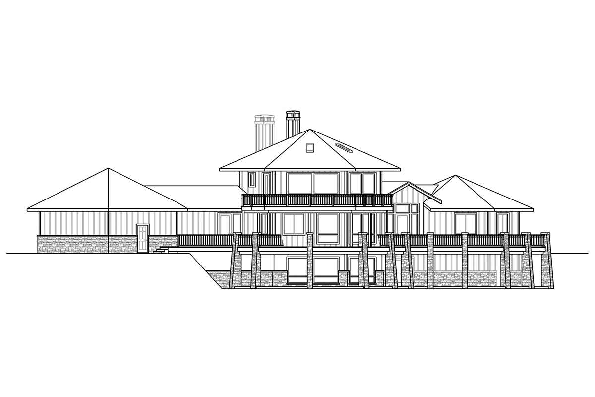 Cabin Contemporary Craftsman Rear Elevation of Plan 78403