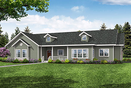 Country Ranch Traditional Elevation of Plan 78407