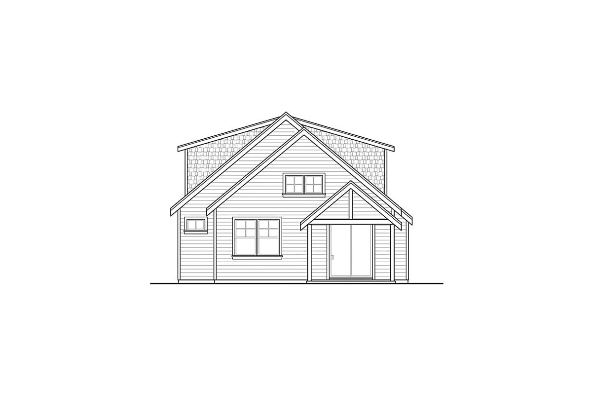 Bungalow Country Craftsman Rear Elevation of Plan 78408
