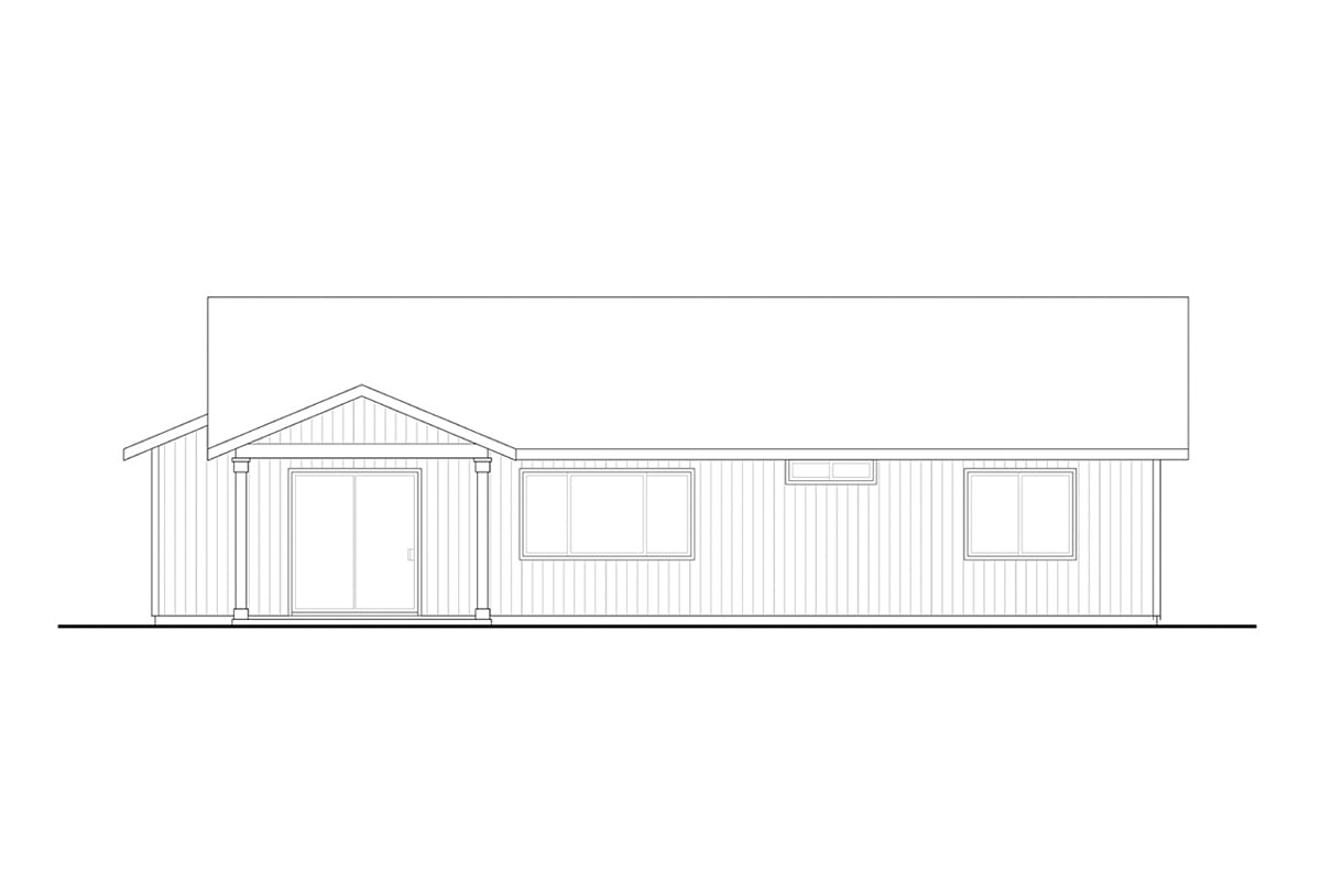 Country Ranch Traditional Rear Elevation of Plan 78414