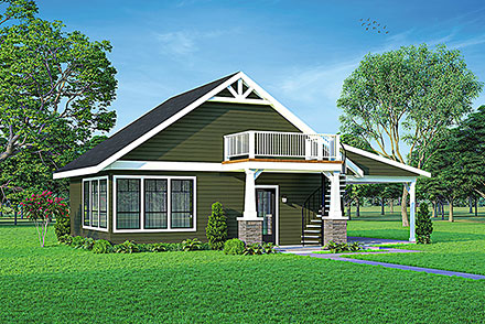 Cabin Cottage Country Craftsman Elevation of Plan 78416