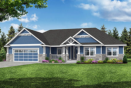 Country Craftsman Ranch Elevation of Plan 78417
