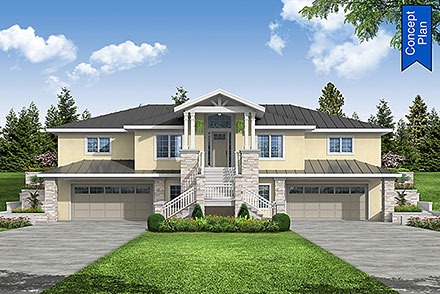 Contemporary Southwest Elevation of Plan 78418