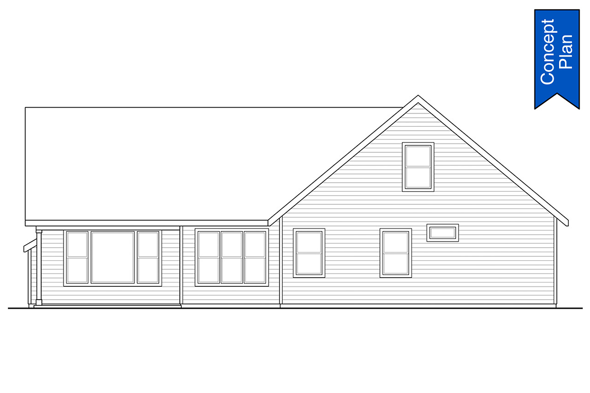 Country Traditional Rear Elevation of Plan 78419