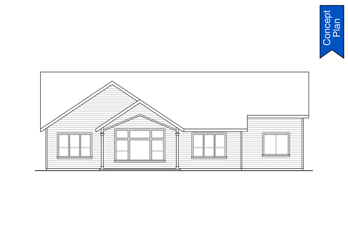 Country Craftsman Ranch Rear Elevation of Plan 78420