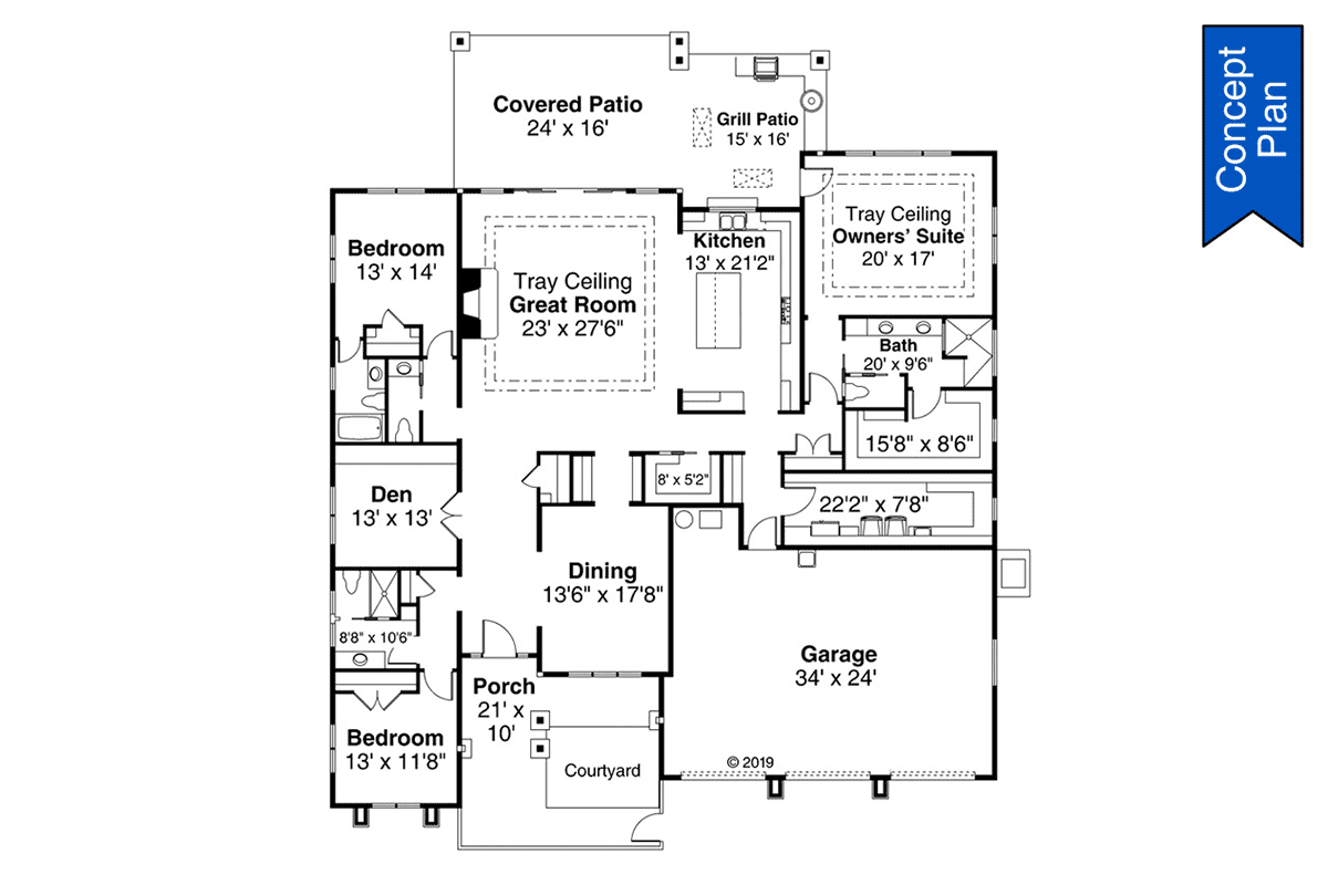 Prairie Style Traditional Level One of Plan 78421