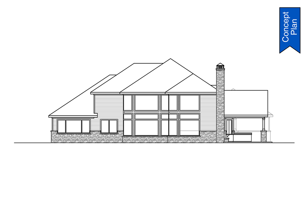Traditional Rear Elevation of Plan 78423