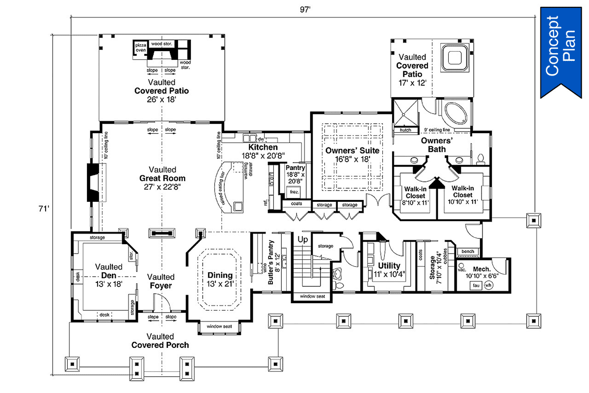 Craftsman Ranch Level One of Plan 78425