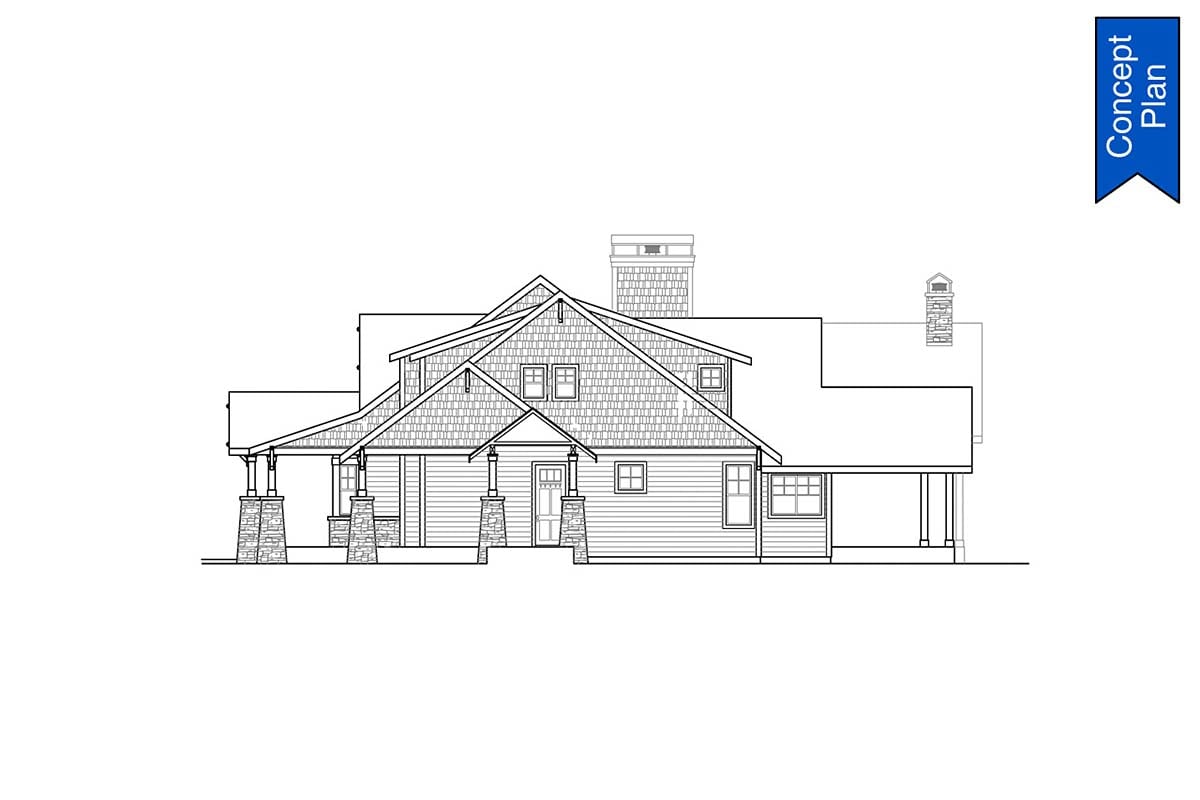 Craftsman, Ranch Plan with 4656 Sq. Ft., 4 Bedrooms, 4 Bathrooms, 2 Car Garage Picture 2