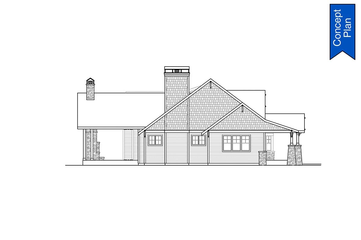 Craftsman, Ranch Plan with 4656 Sq. Ft., 4 Bedrooms, 4 Bathrooms, 2 Car Garage Picture 3