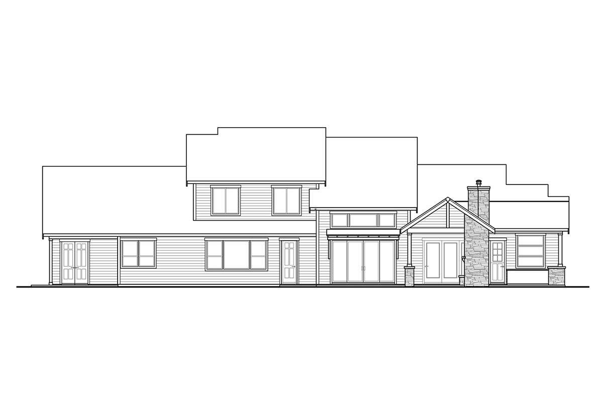 Country Craftsman Rear Elevation of Plan 78428