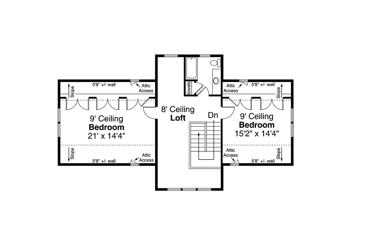 Cottage Country Craftsman Level Two of Plan 78432