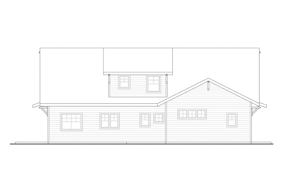 Cottage Country Craftsman Rear Elevation of Plan 78432