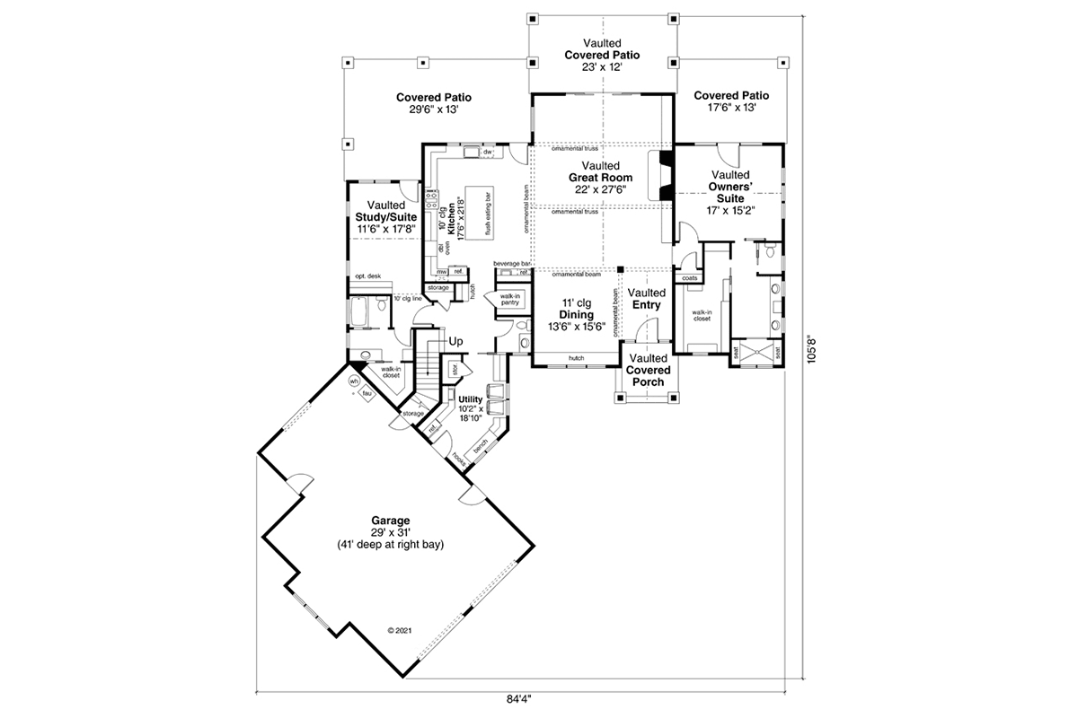 Country Craftsman Ranch Level One of Plan 78435