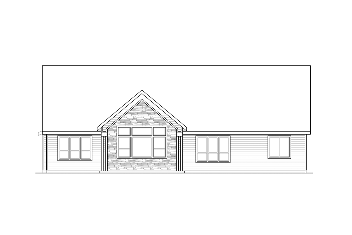 Contemporary Country Craftsman Rear Elevation of Plan 78440
