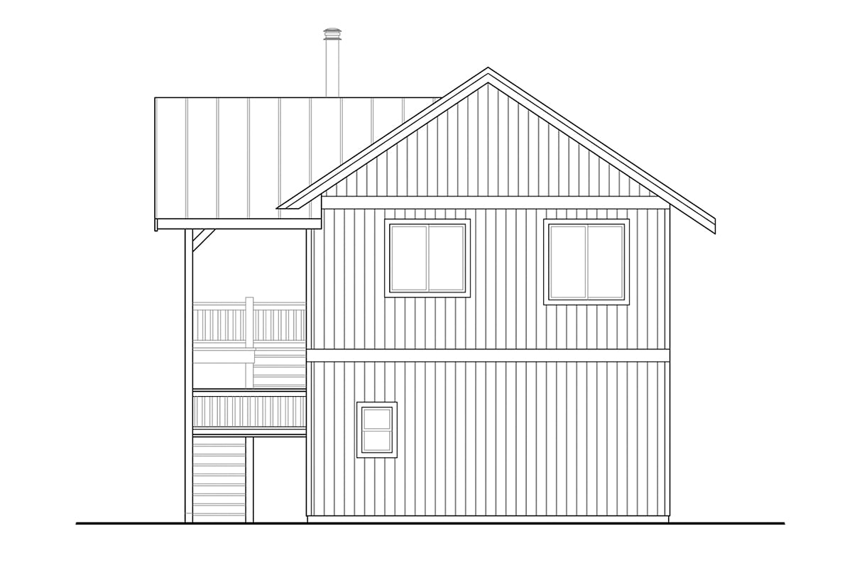 Country Craftsman Rear Elevation of Plan 78446