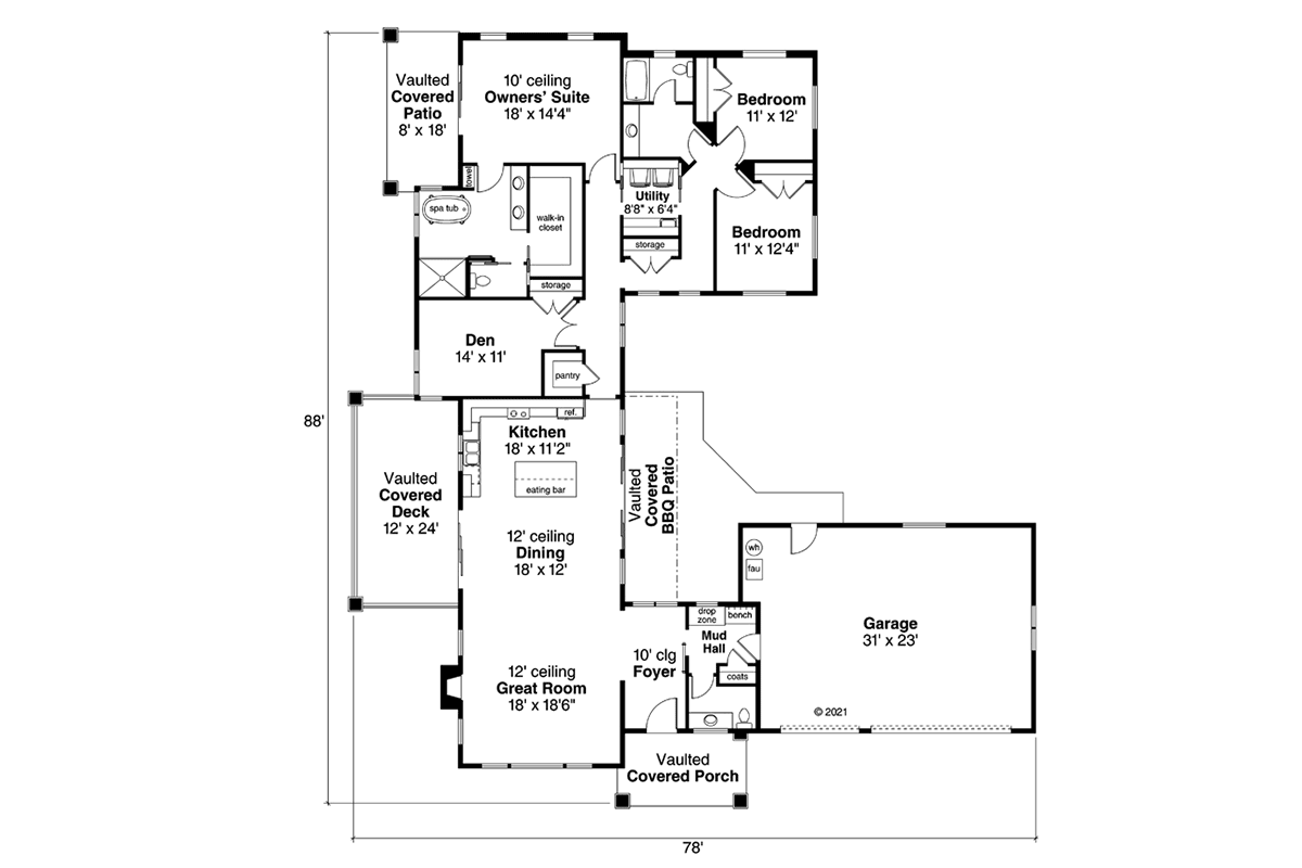 Contemporary Level One of Plan 78448
