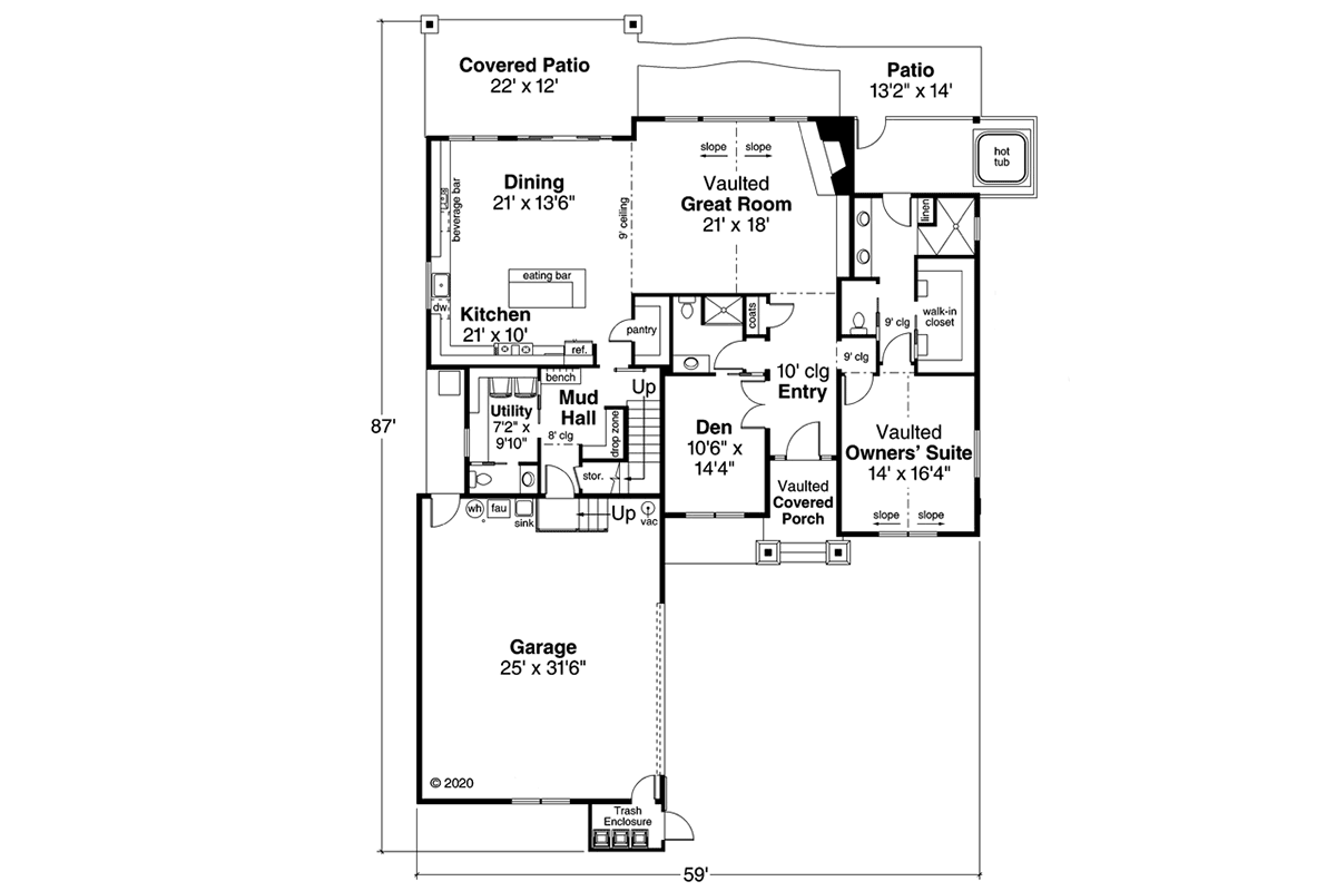 Country Craftsman Ranch Level One of Plan 78449