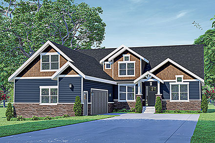 Country Craftsman Ranch Elevation of Plan 78449