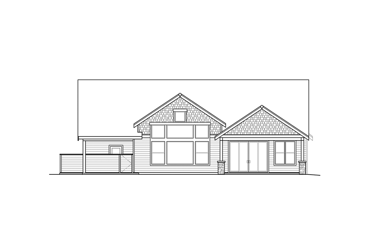 Country Craftsman Ranch Rear Elevation of Plan 78449