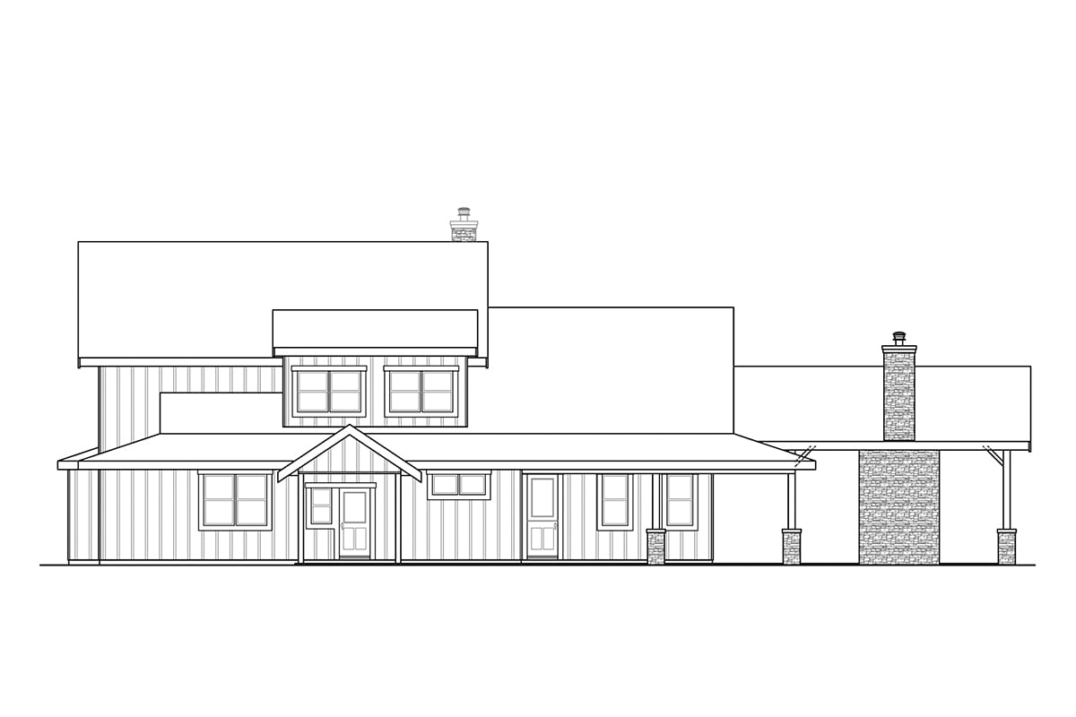 Cabin Cottage Country Rear Elevation of Plan 78451