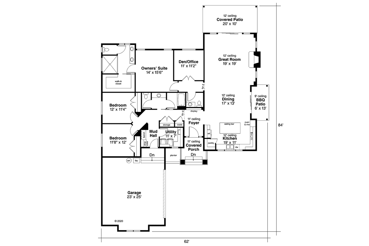 Contemporary Craftsman Prairie Style Level One of Plan 78454