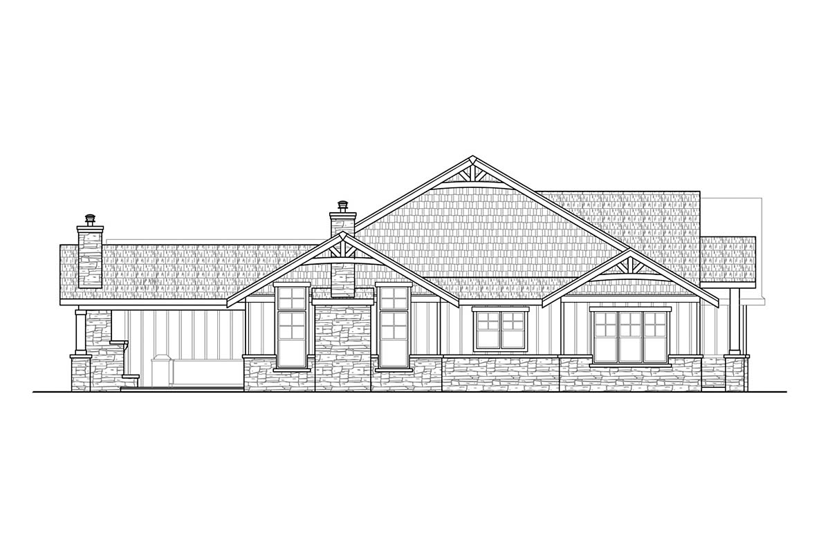 Cottage, Craftsman Plan with 2426 Sq. Ft., 2 Bedrooms, 2 Bathrooms, 2 Car Garage Picture 3