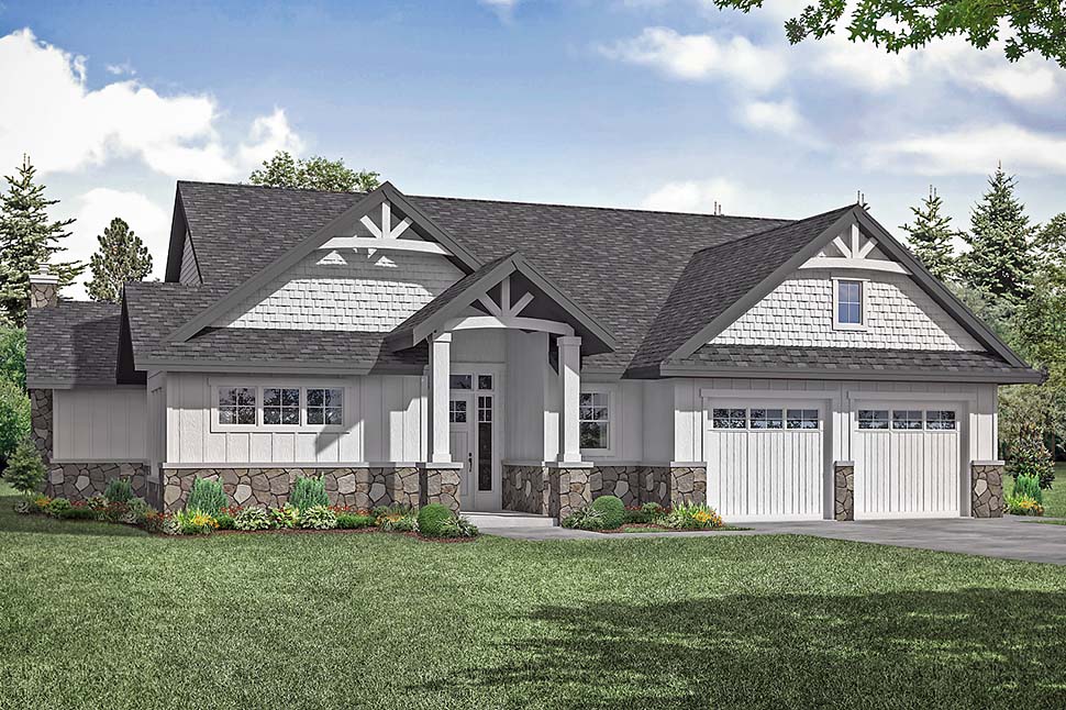 Cottage, Craftsman Plan with 2426 Sq. Ft., 2 Bedrooms, 2 Bathrooms, 2 Car Garage Picture 4