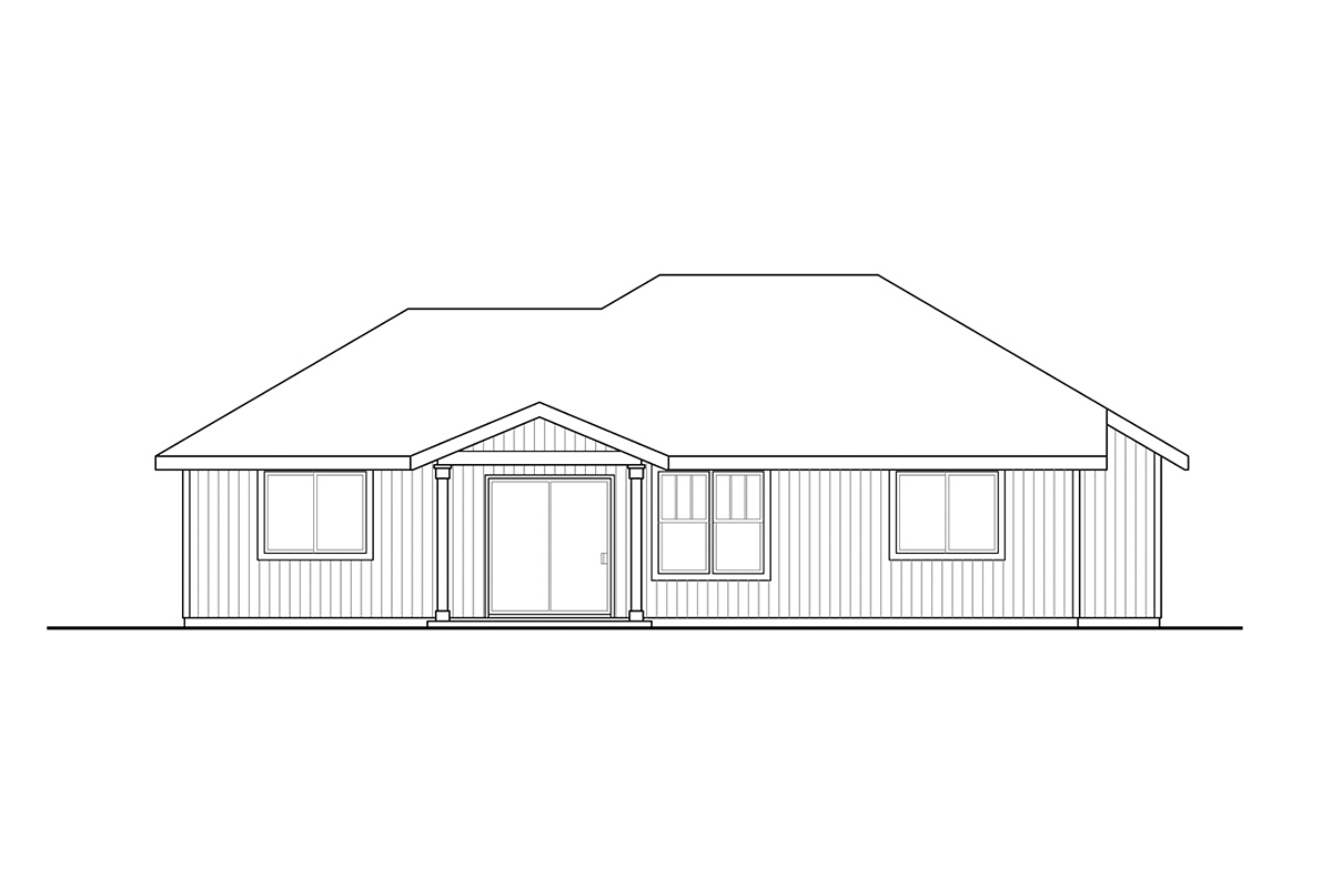 Country Ranch Traditional Rear Elevation of Plan 78457